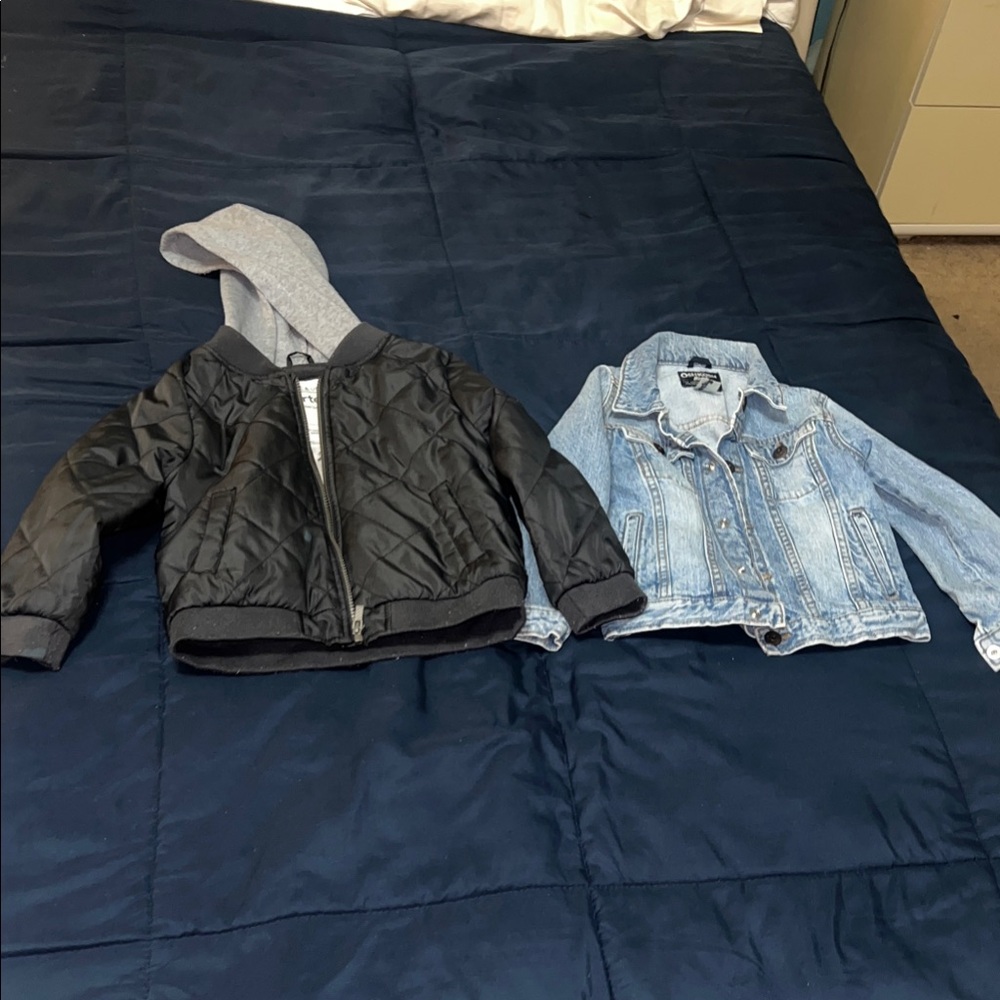 Boys Carter's Black Quilted Puffer Jacket and Jean Jacket for Kids